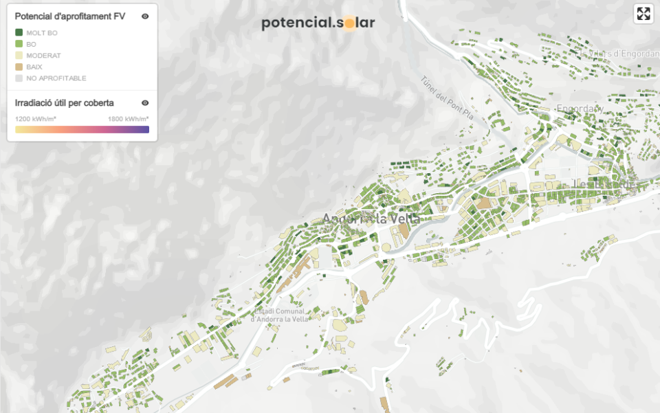 'potencial.solar', la nova eina digital per conèixer el potencial solar de les teulades del país